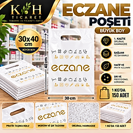 Eczane Poşeti 30x40 cm Büyük Boy – 1 Kg 150 Adet – Orijinal Hammadde